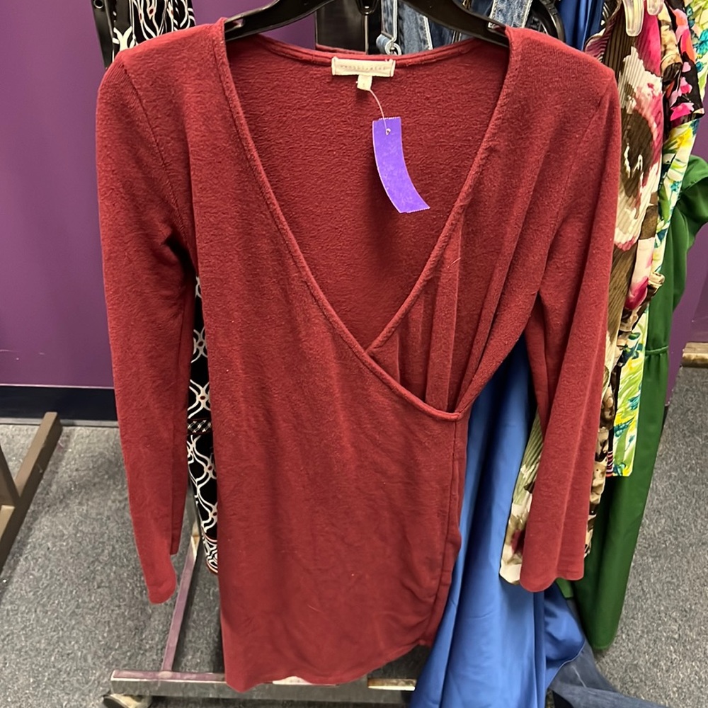 💜Wasabi and Mint Red Long Sleeve Dress L